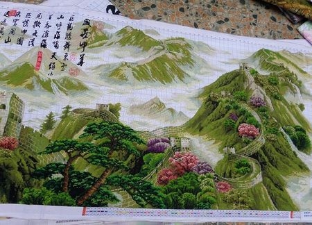 万里长城盛世中华纯手工十字绣,三米多长,最让你心动的价高清图片